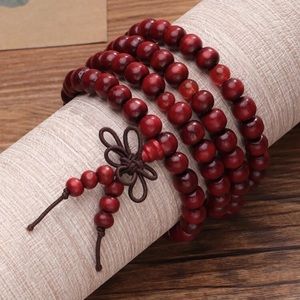 Dark Red Boho Wrap Bracelet Beaded